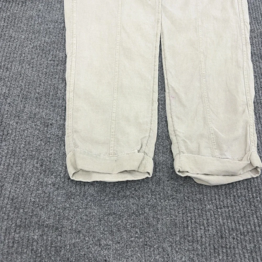 Nicole Miller Cargo Pants Womens M Tan Linen Blend Utility Gorpcore Casual Style